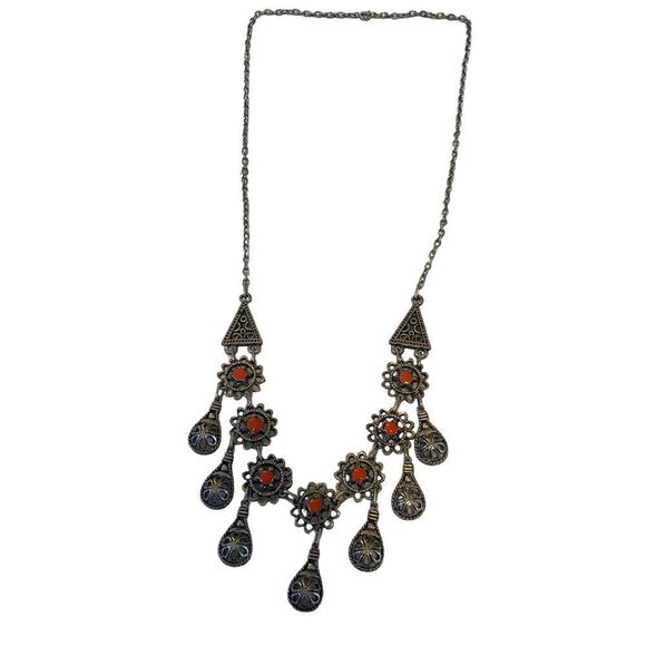 Antiqued Silver Drop Necklace. True Vintage Beauty. - Picture 6 of 7